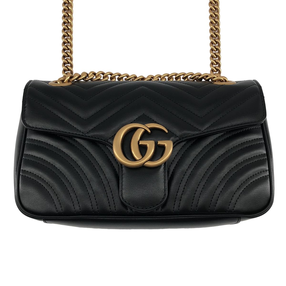 Gucci GG Marmont Flap Leather Quilted Shoulder Bag Black — view 3