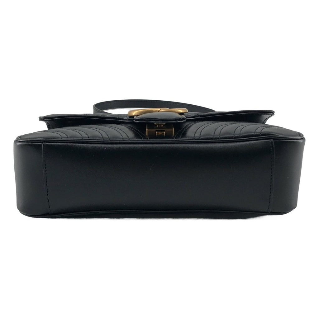 Gucci GG Marmont Flap Leather Quilted Shoulder Bag Black — view 5