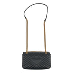 Gucci GG Marmont Flap Leather Quilted Shoulder Bag Black — view 2