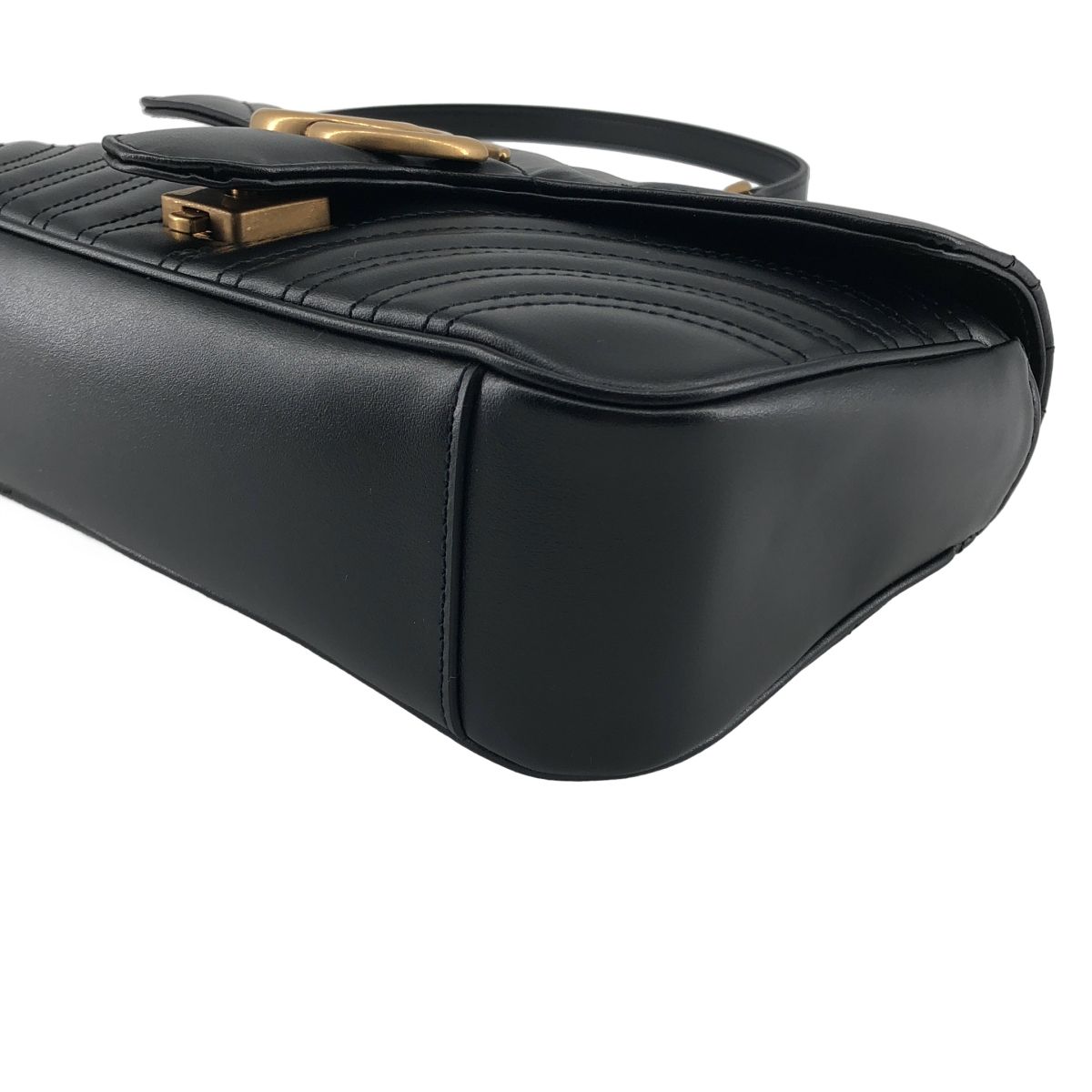 Gucci GG Marmont Flap Leather Quilted Shoulder Bag Black — view 7