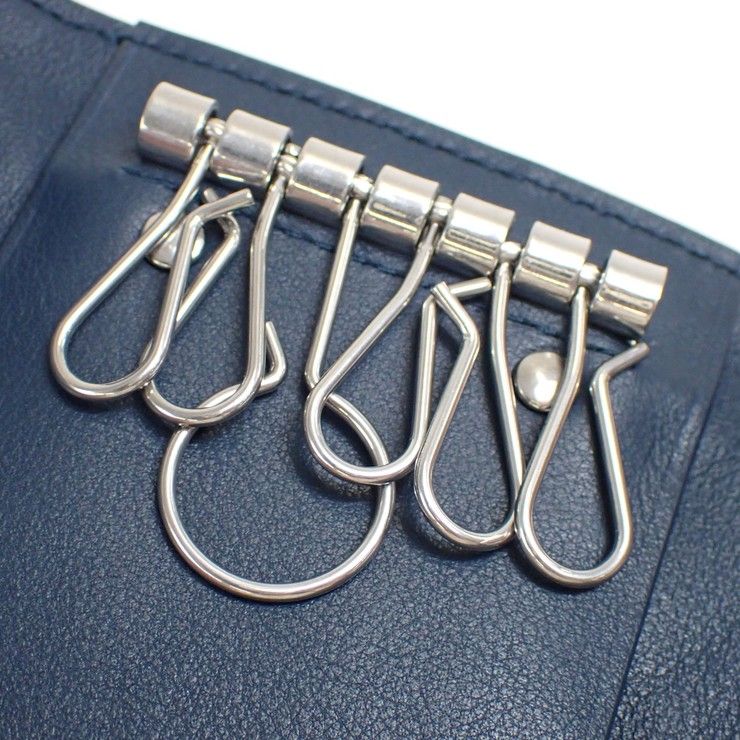 Bottega Veneta Key Case Ring Intrecciato Navy Leather Rows — view 5