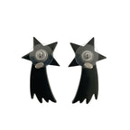 Chanel Earrings CC Logo Shooting Star Purple Silver Resin Metal — view 2