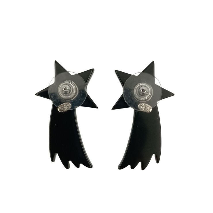 Chanel Earrings CC Logo Shooting Star Purple Silver Resin Metal — view 2
