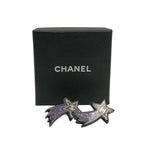 Chanel Earrings CC Logo Shooting Star Purple Silver Resin Metal — view 5