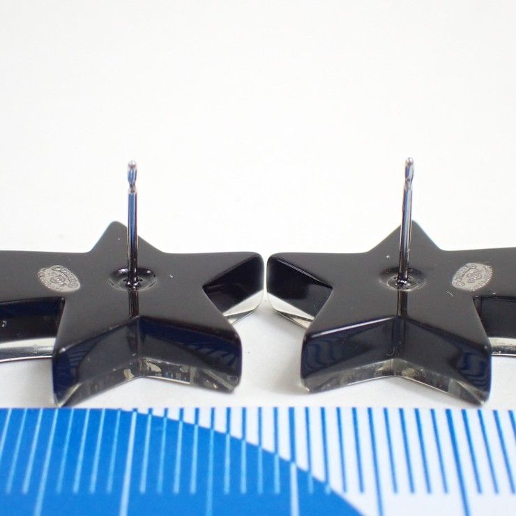Chanel Earrings CC Logo Shooting Star Purple Silver Resin Metal — view 3