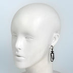 Chanel CC Logo Earrings Swing Metal Black Silver — view 6