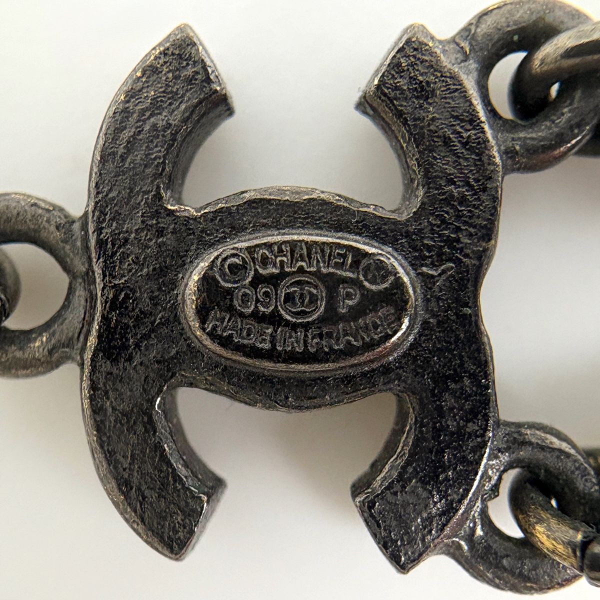 Chanel CC Logo Earrings Swing Metal Black Silver — view 5