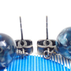 Chanel Earrings CC Logo Ball Navy Silver Resin Metal Marble — view 3