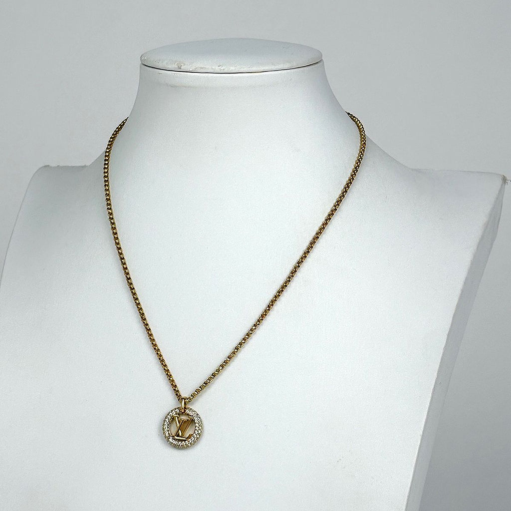 Louis Vuitton by Night Necklace LV Rhinestone Gold — view 4