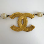 Chanel CC Logo Faux Pearl Necklace Gold Plated — view 2