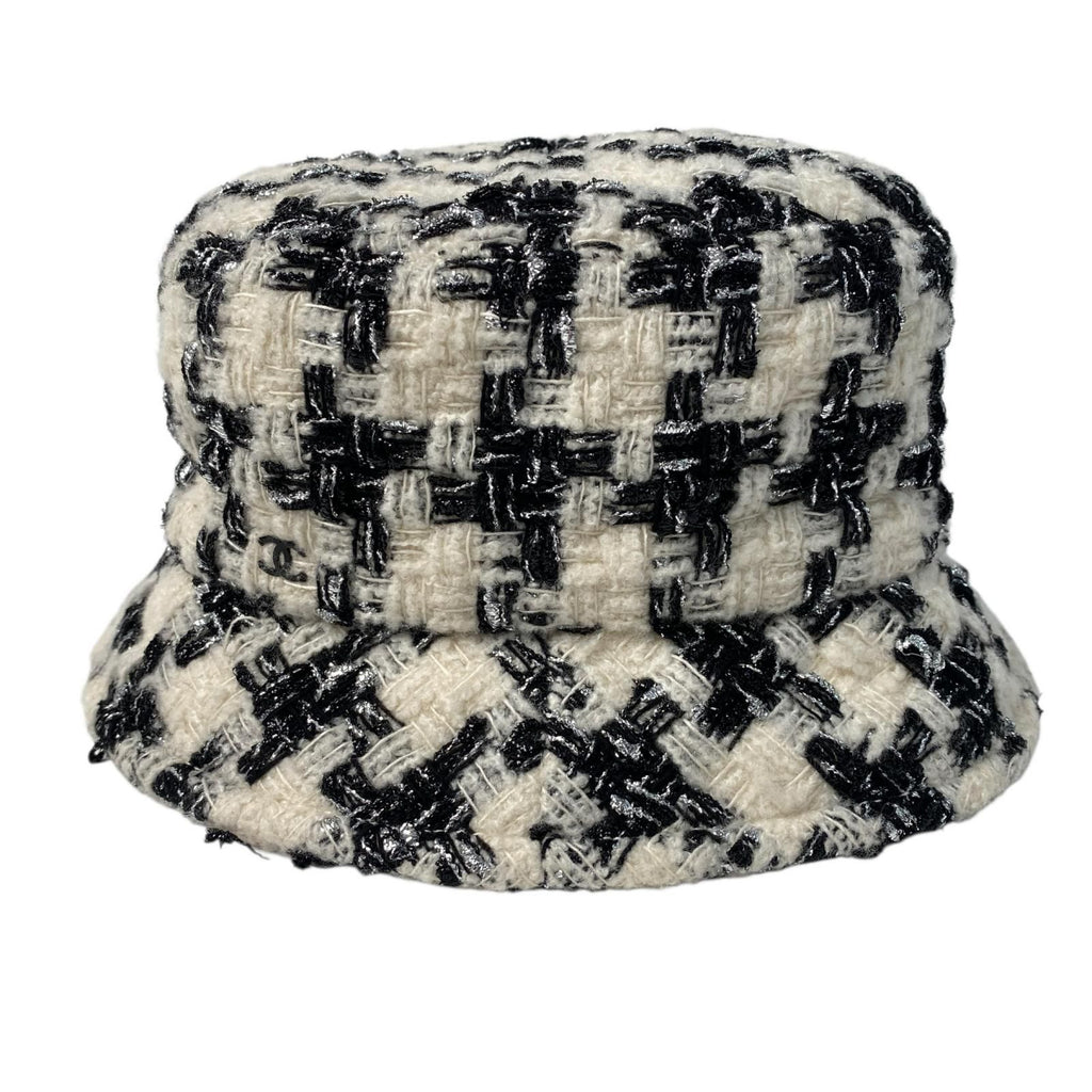 Chanel Tweed CC Logo Bucket Ivory Black — view 3