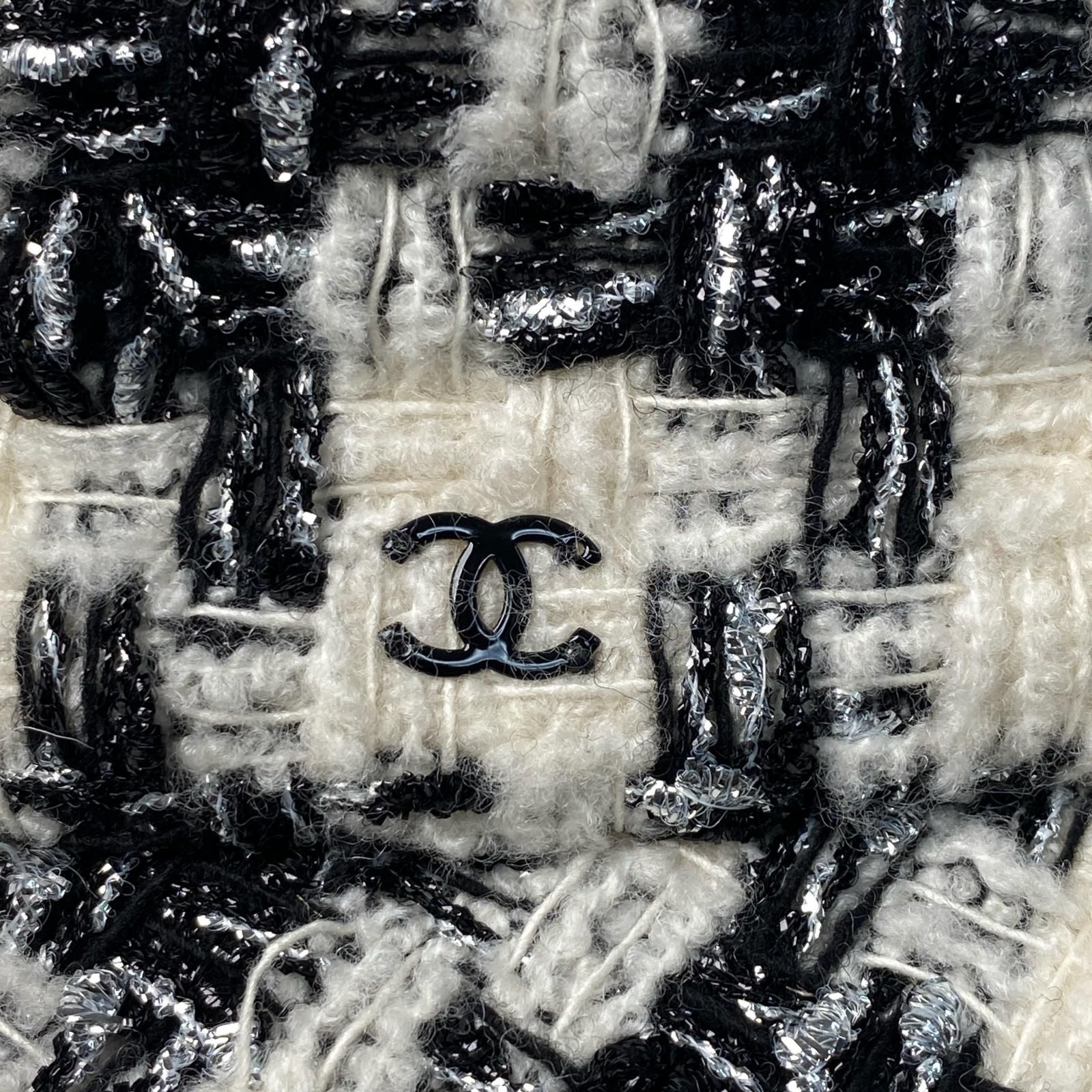 Chanel Tweed CC Logo Bucket Ivory Black — view 8