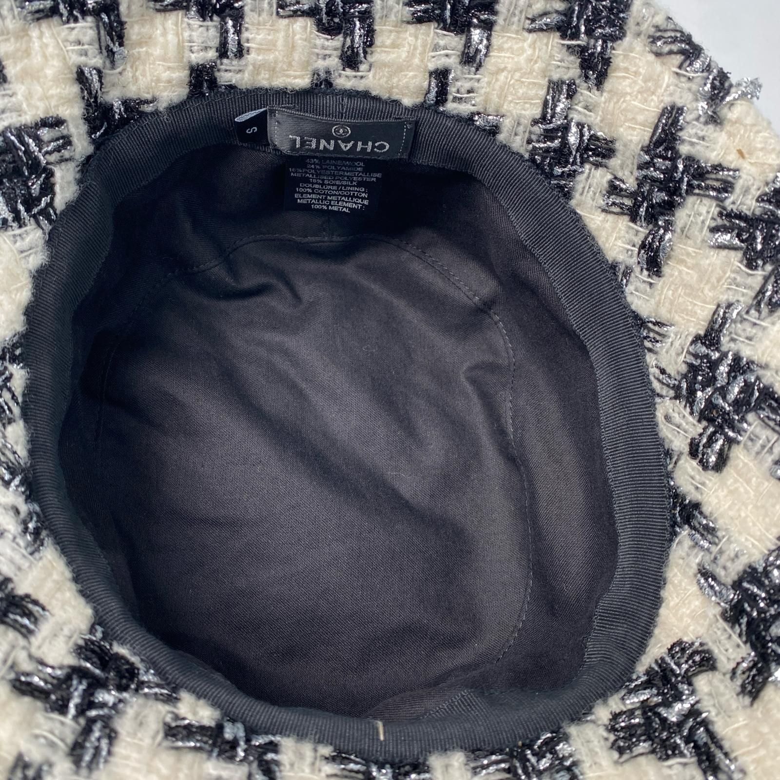 Chanel Tweed CC Logo Bucket Ivory Black — view 7