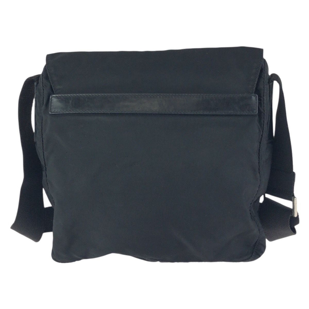 Prada Tessuto Black Silver Nylon Leather Shoulder Bag — view 2