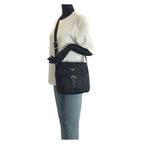 Prada Tessuto Black Silver Nylon Leather Shoulder Bag — view 7