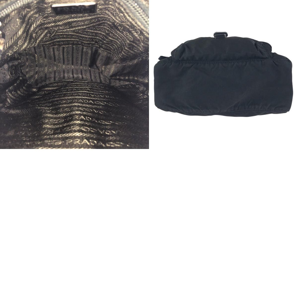 Prada Tessuto Black Silver Nylon Leather Shoulder Bag — view 9