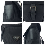 Prada Tessuto Black Silver Nylon Leather Shoulder Bag — view 5