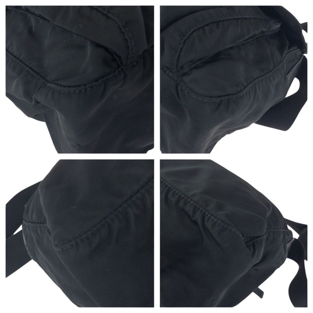 Prada Tessuto Black Silver Nylon Leather Shoulder Bag — view 3