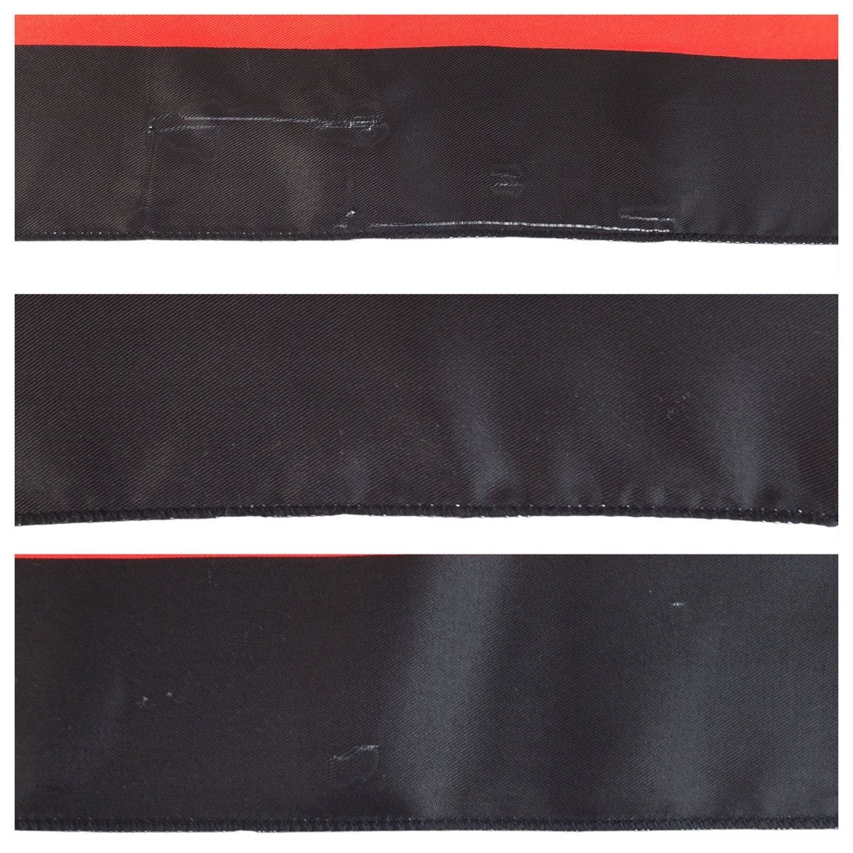 Chanel CC Logo Quilted Pattern Red Navy Black Silk Scarf — view 6