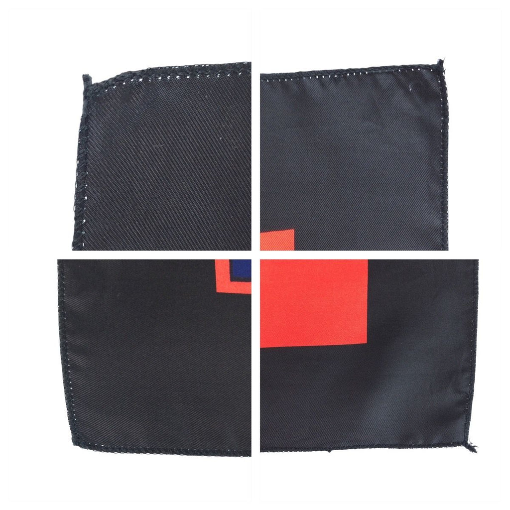 Chanel CC Logo Quilted Pattern Red Navy Black Silk Scarf — view 5