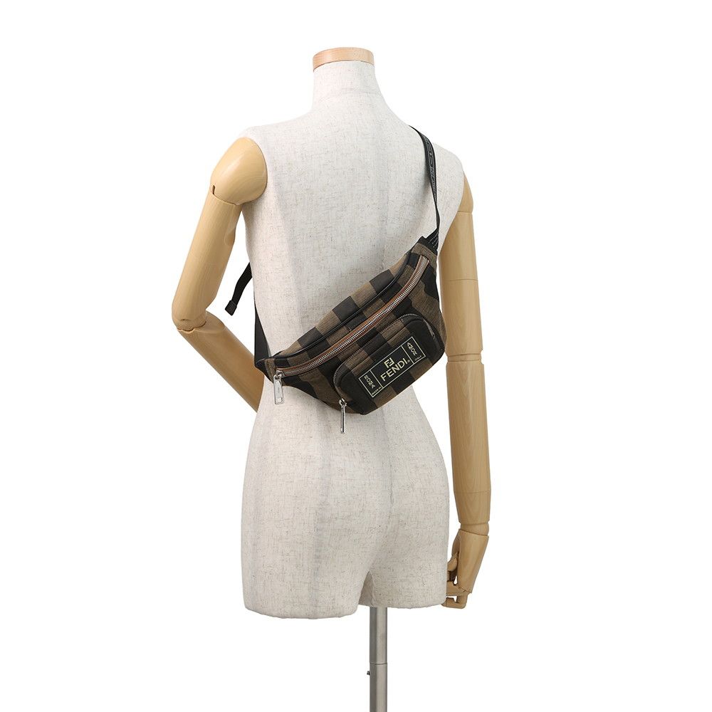 Fendi Belt Bag Pecan Stripe Pouch Black Brown — view 5