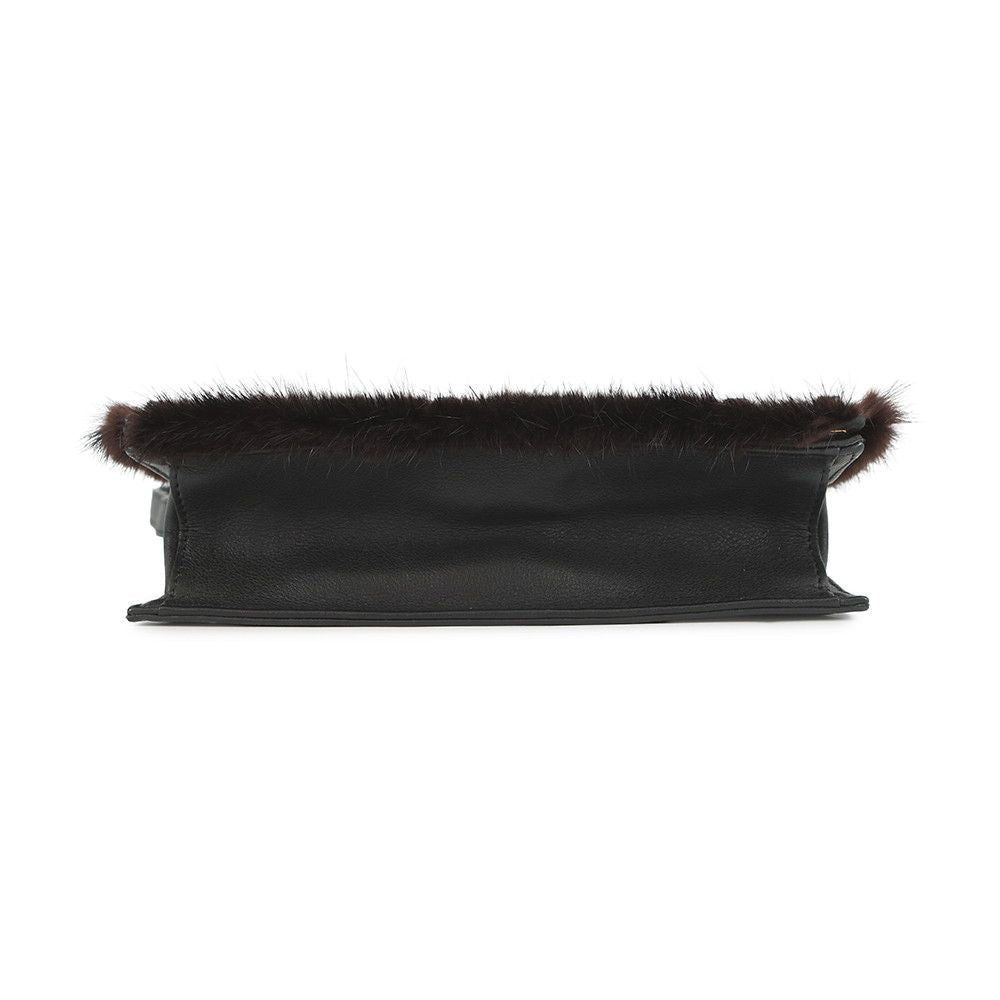 Fendi Shoulder Bag Check Studded Leather Fur — view 3