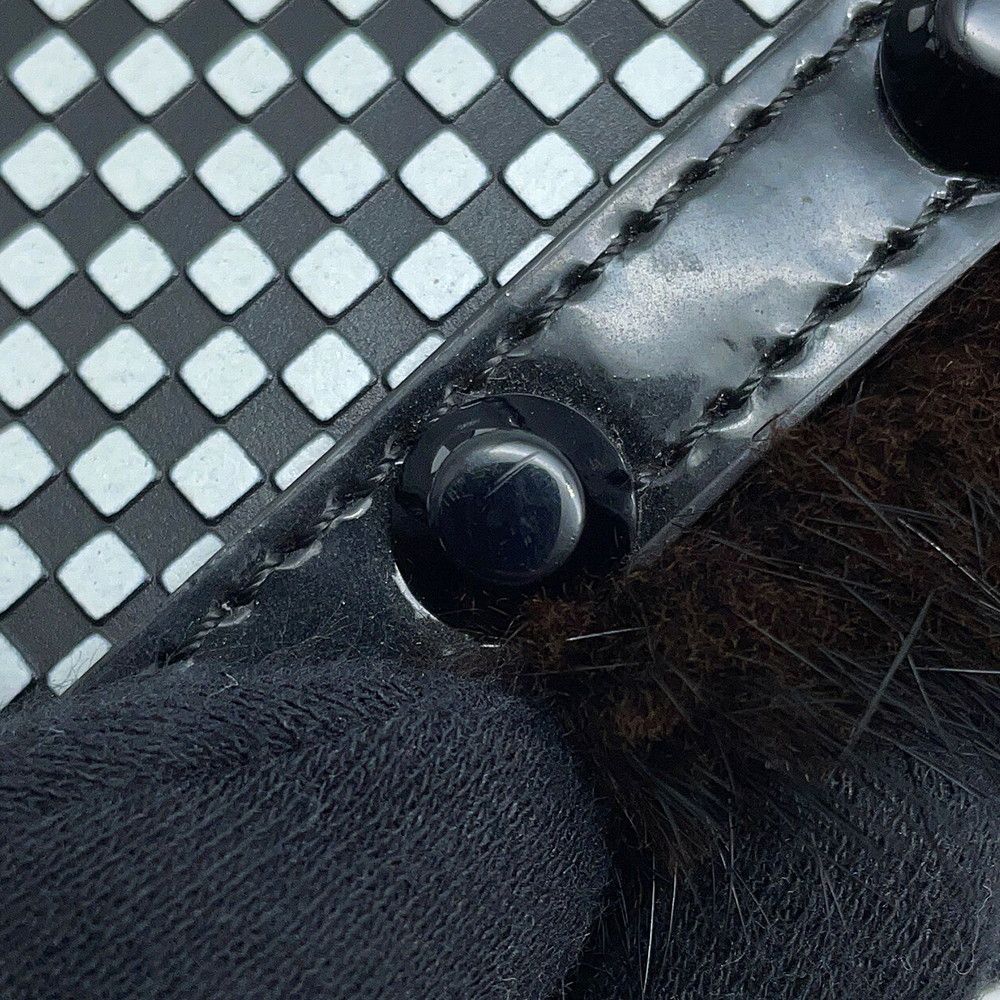 Fendi Shoulder Bag Check Studded Leather Fur — view 9
