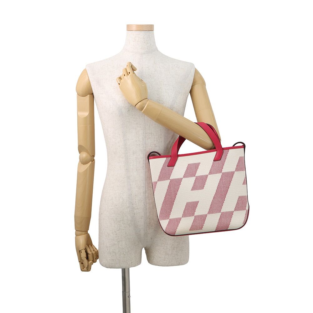 Hermes Tote H-en-Billets PM Franboise Toile Ash Swift 2-Way Framboise — view 5