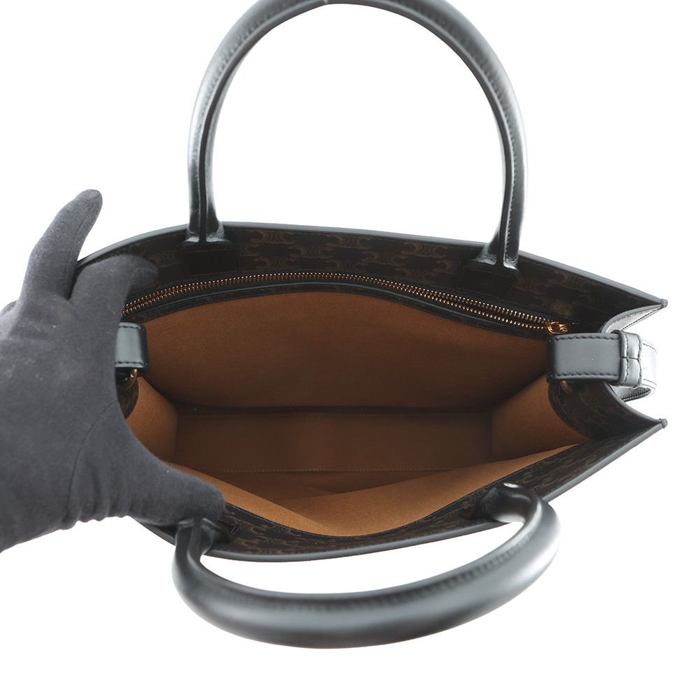 Celine Tote Triomphe Vertical Cover 2-Way Shoulder Bag Brown Black — view 6