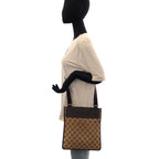 Gucci Brown Beige Silver GG Canvas Leather Shoulder Bag Pochette — view 7