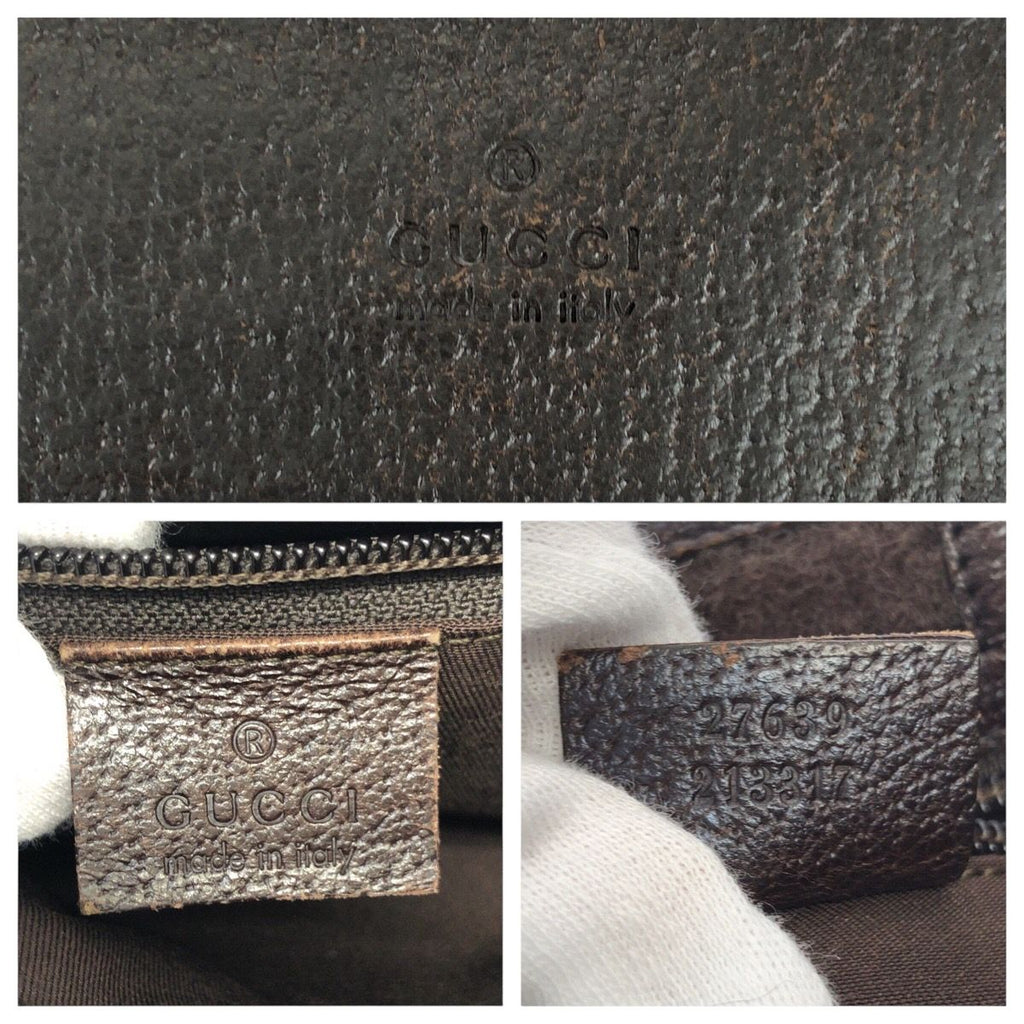 Gucci Brown Beige Silver GG Canvas Leather Shoulder Bag Pochette — view 4