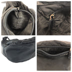 Prada Tessuto Black Silver Nylon Leather Shoulder Bag — view 5