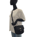 Prada Tessuto Black Silver Nylon Leather Shoulder Bag — view 7