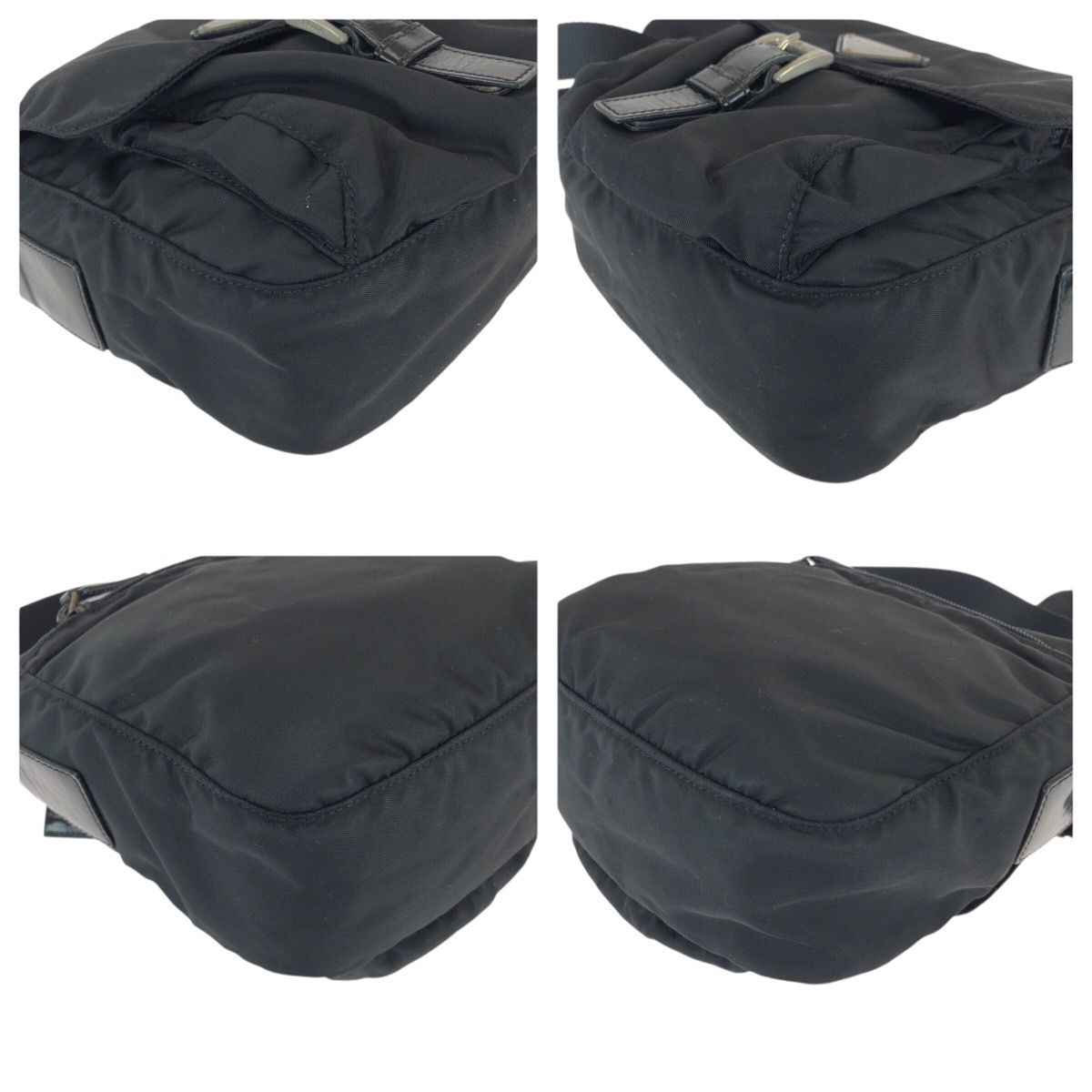 Prada Tessuto Black Silver Nylon Leather Shoulder Bag — view 3