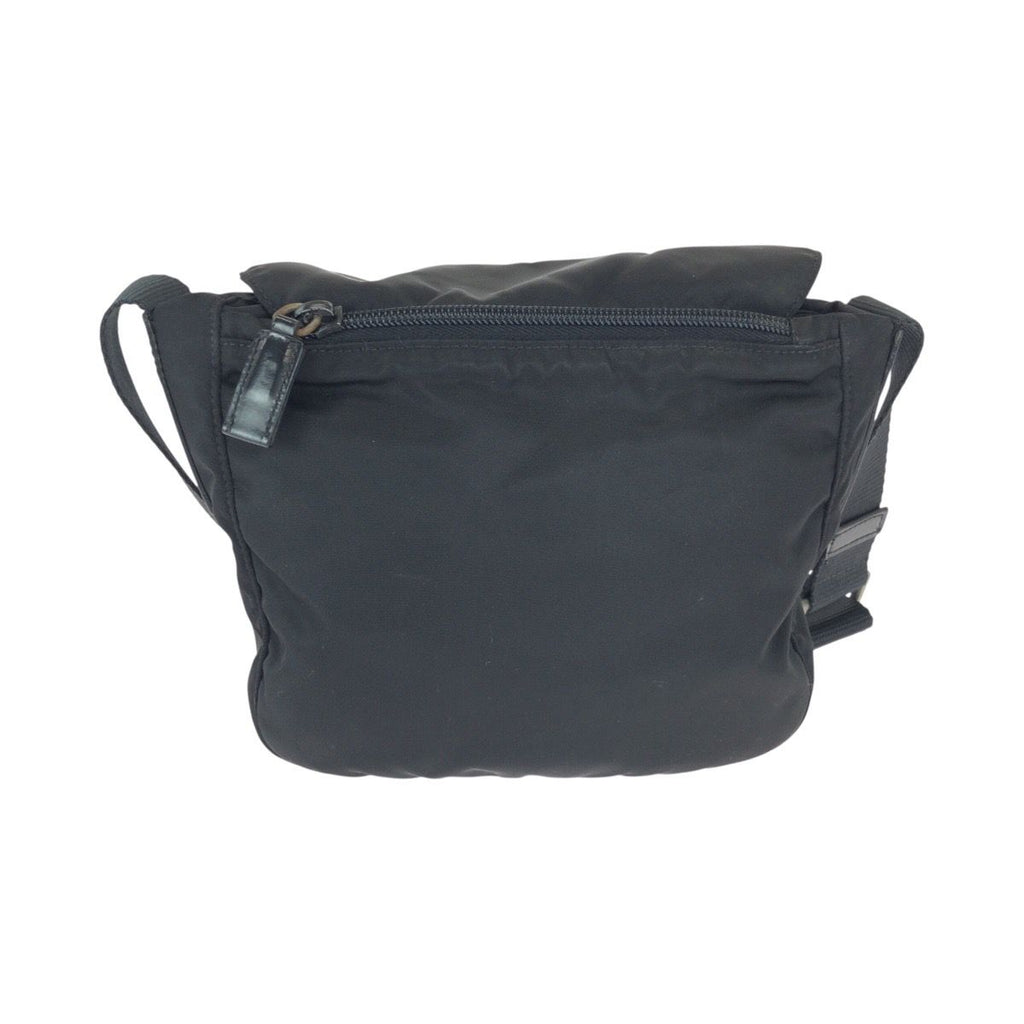 Prada Tessuto Black Silver Nylon Leather Shoulder Bag — view 2