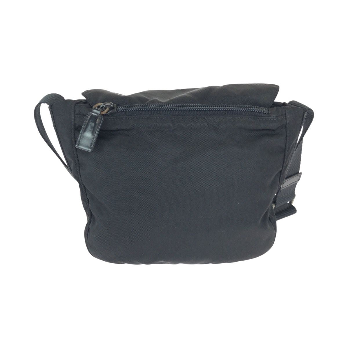 Prada Tessuto Black Silver Nylon Leather Shoulder Bag — view 2