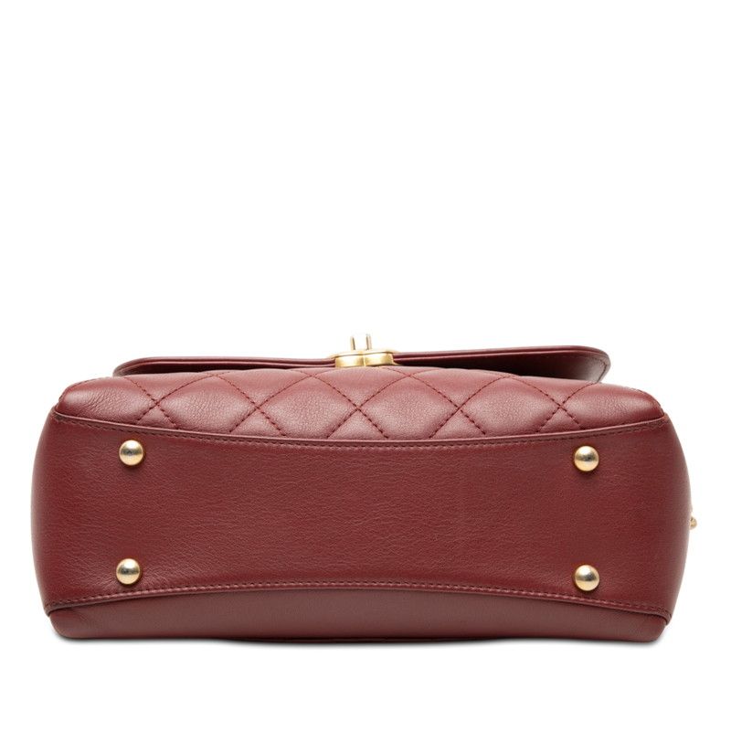 Chanel CC Logo Quilted Crossbody Chain Shoulder Bag Wine Red Bold — view 3