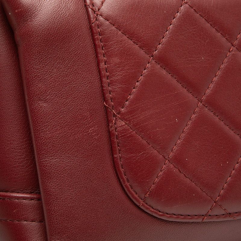 Chanel CC Logo Quilted Crossbody Chain Shoulder Bag Wine Red Bold — view 4
