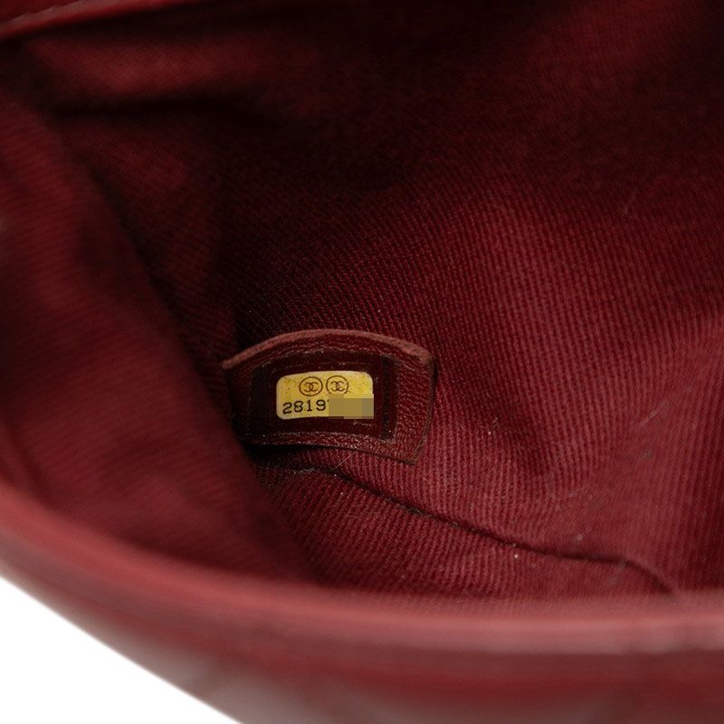 Chanel CC Logo Quilted Crossbody Chain Shoulder Bag Wine Red Bold — view 7