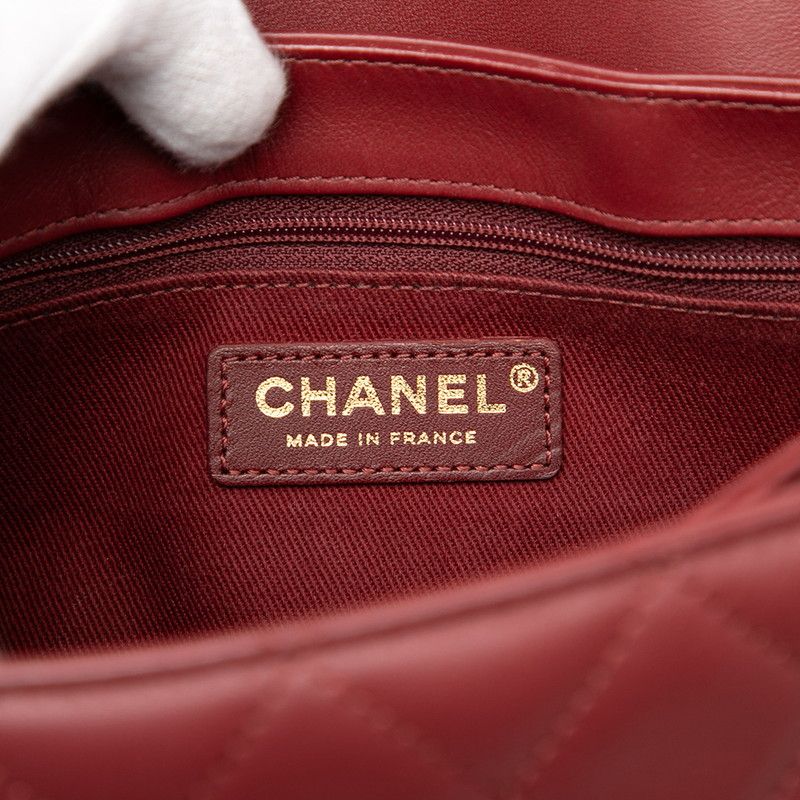 Chanel CC Logo Quilted Crossbody Chain Shoulder Bag Wine Red Bold — view 6