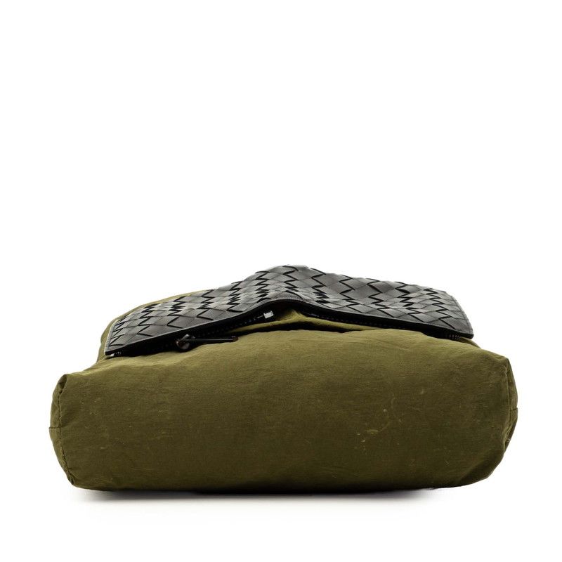 Bottega Veneta Intrecciato Eco Tote Foldable Black Khaki Leather — view 3