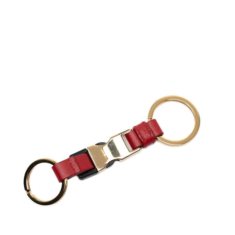 Prada Key Holder Bag Charm Gold Red Plated Leather — view 2