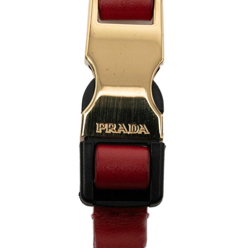 Prada Key Holder Bag Charm Gold Red Plated Leather — view 3