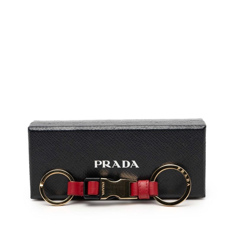 Prada Key Holder Bag Charm Gold Red Plated Leather — view 5