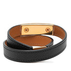 Hermes Rival Double Tour Bracelet 2 s Black Gold Veau Epsom Plated — view 3