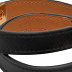 Hermes Rival Double Tour Bracelet 2 s Black Gold Veau Epsom Plated — view 6