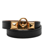 Hermes Rival Double Tour Bracelet 2 s Black Gold Veau Epsom Plated — view 5