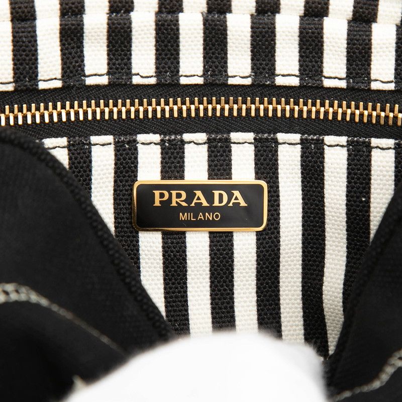 Prada Logo Canapa Mini Pouch Case Black Canvas — view 5