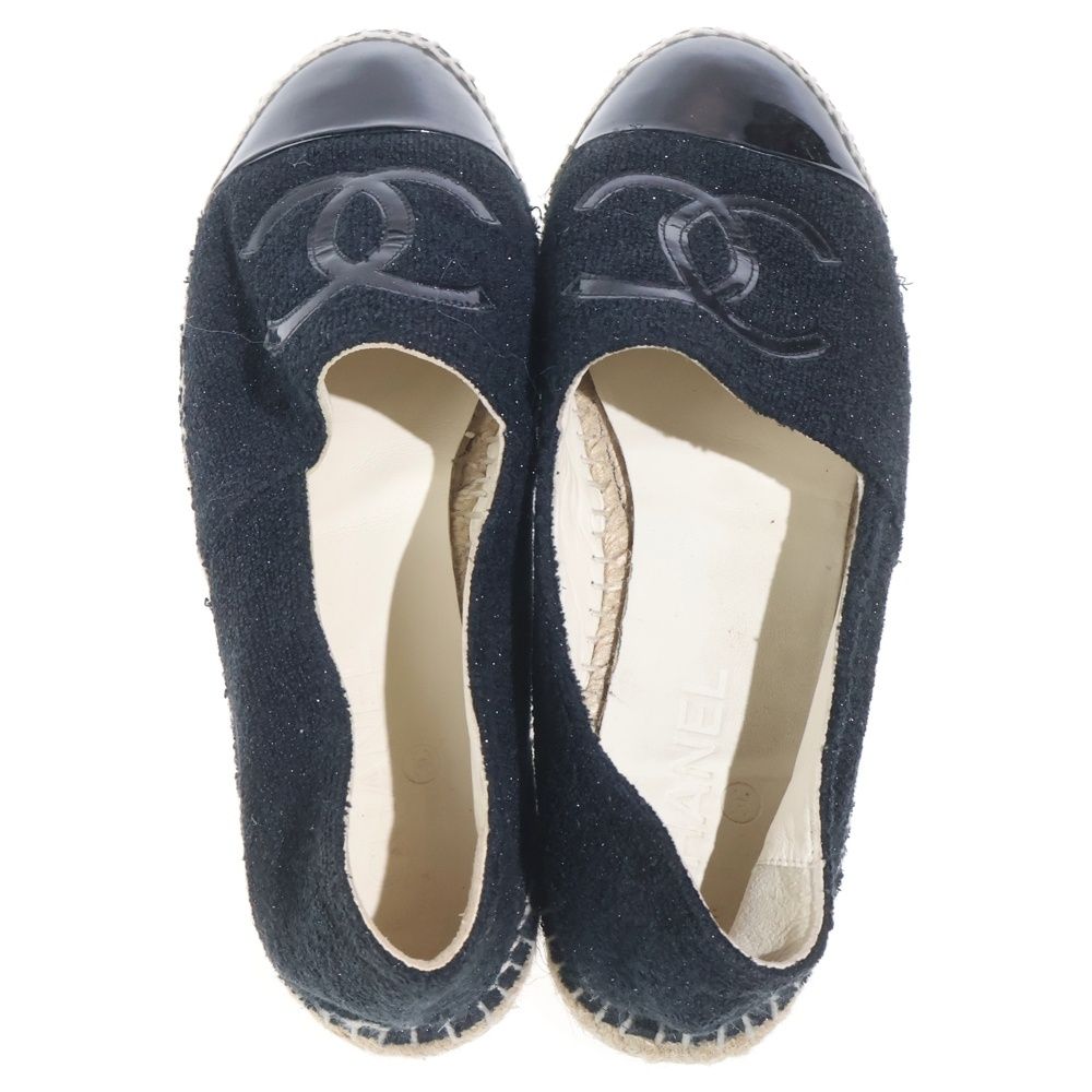 Chanel Cccoco Mark Espadrille Flat Shoes Black — view 4