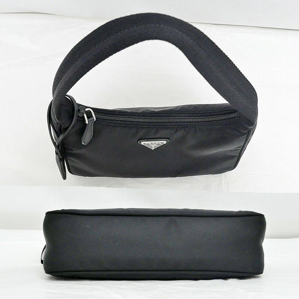 Prada Re-Nylon Black Silver Nylon Shoulder Bag — view 4